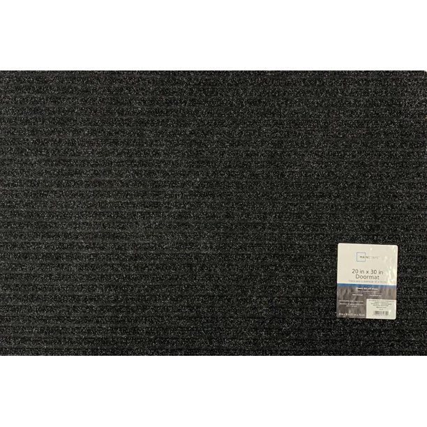 Mainstays Charcoal Ribbed Rubber Indoor and Outdoor Doormat, 20" x 30
