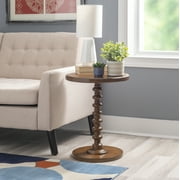 Powell Pesaro Round Pedestal Indoor Accent Side Table, 22.25 Tall, Hazelnut