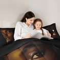 thumbnail image 4 of Castle Fairy Glam Print Queen Comforter Set 3 Pieces,Black Woman Portrait Pattern Comforter Sets Queen,Gold Black,Grey Reversible,1 Comforter and 2 Pillowcases, 4 of 6