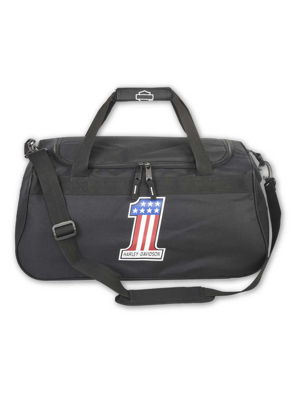 Harley-Davidson #1 RWB Logo Sports Duffel Bag w/ Strap - Black 99418-NUMBER1, Harley Davidson