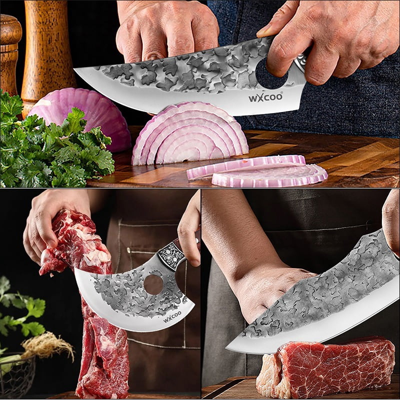 11PCS Professional Stainless Steel Knife Set with Magnetic Wooden Knife Holder Multipurpose Kitchen Knives for Meat Sashimi Utility Fruit and Beef Including Kitchen Scissors Gifts for Men Household