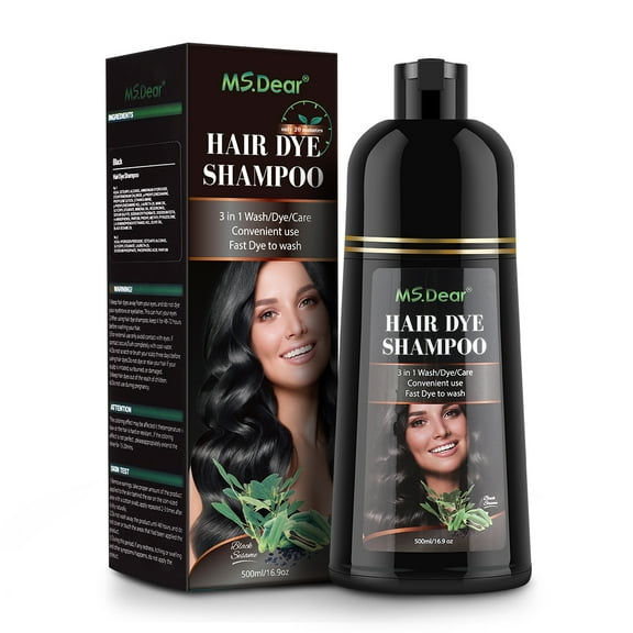 Hair Color Shampoo for Gray Hair, Magic Hair Dye Shampoo, Colors Hair in Minutes, Long Lasting 3 in 1 Hair Color, 400ml Black