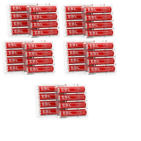 EBL 1.5V Rechargeable AAA Li-ion Battery 1200mwh Lithium Batteries 40Packs