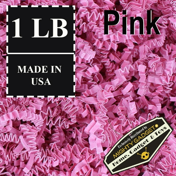 Mighty Gadget Crinkle Cut Shredded Paper for Gift Wrapping & Basket Filling, 1 LB (16oz), Pink