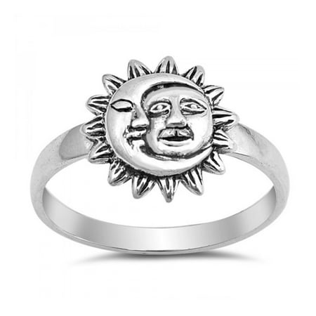 925 Sterling Silver Moon and Sun Ring
