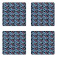 thumbnail image 1 of Retro Coaster Set of 4, Diagonal Squares of Different Sizes with Rounded Edges Geometrical Abstract Design, Square Hardboard Gloss Coasters, Standard Size, Multicolor, by Ambesonne, 1 of 2