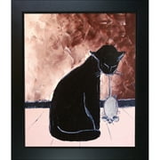 ArtistBe Atelier De Jiel 'Black Cat with his Mechanic Mouse' Framed Fine Art Print