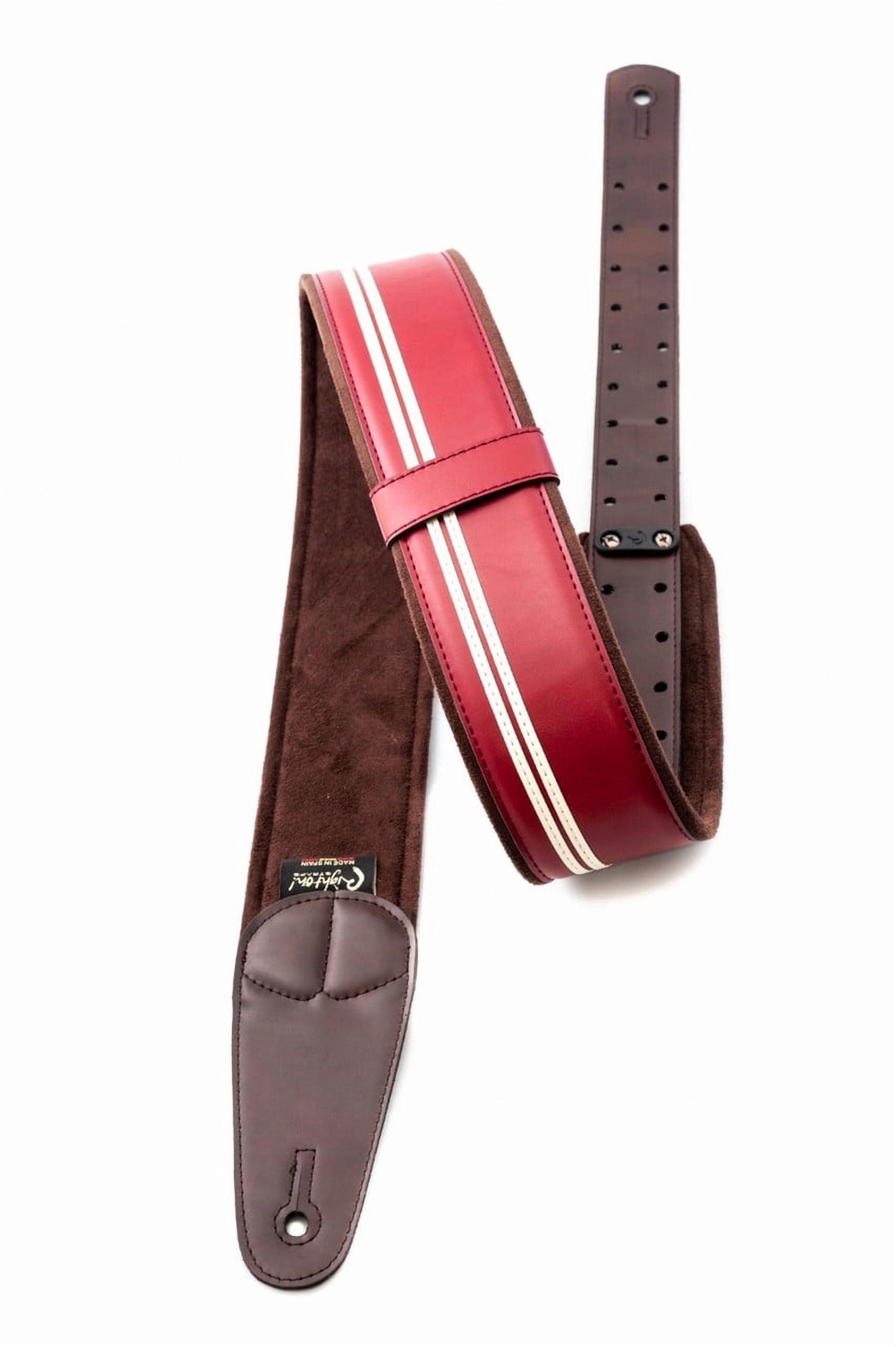 RightOn! Straps Mojo Collection Race-60 Guitar & Bass Strap made with Vegan Leather – Stylish and Comfortable - Red