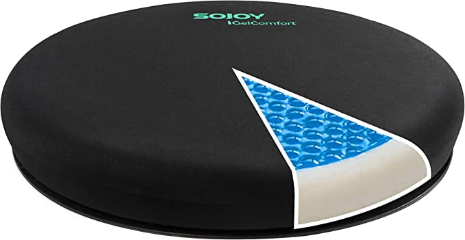 Sojoy iGelComfort Deluxe Gel Swivel Seat Cushion with Supportive Memory  Foam Rotating Seat Cushion for Home,Stool Chair,Office (13.5X13.5X1.75)