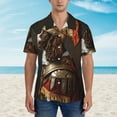 thumbnail image 4 of Daiia Medieval Knight Dog Hawaiian Shirt for Men Gentle Cotton Regular Short Sleeve Casual-Large, 4 of 9