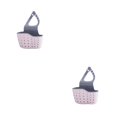 thumbnail image 2 of Transemion Réglable Suspendu Égouttoir Panier Cuisine Évier Étagère Savon Éponge Drain Rack Rose 2Set, 2 of 6