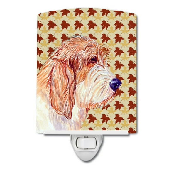 Caroline's Treasures LH9127CNL Petit Basset Griffon Vendeen Fall Leaves Portrait Ceramic Night Light, 6x4x3", multicolor