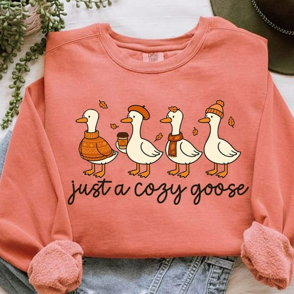 Just A Cozy Goose Sweatshirt, Autumn Cozy Sweatshirt, Fall Vibes Sweatshirt, Pumpkin Sweatshirt, Silly Goose Sweatshirt, Pumpkin Spice Goose, Fall Animal Sweatshirt.