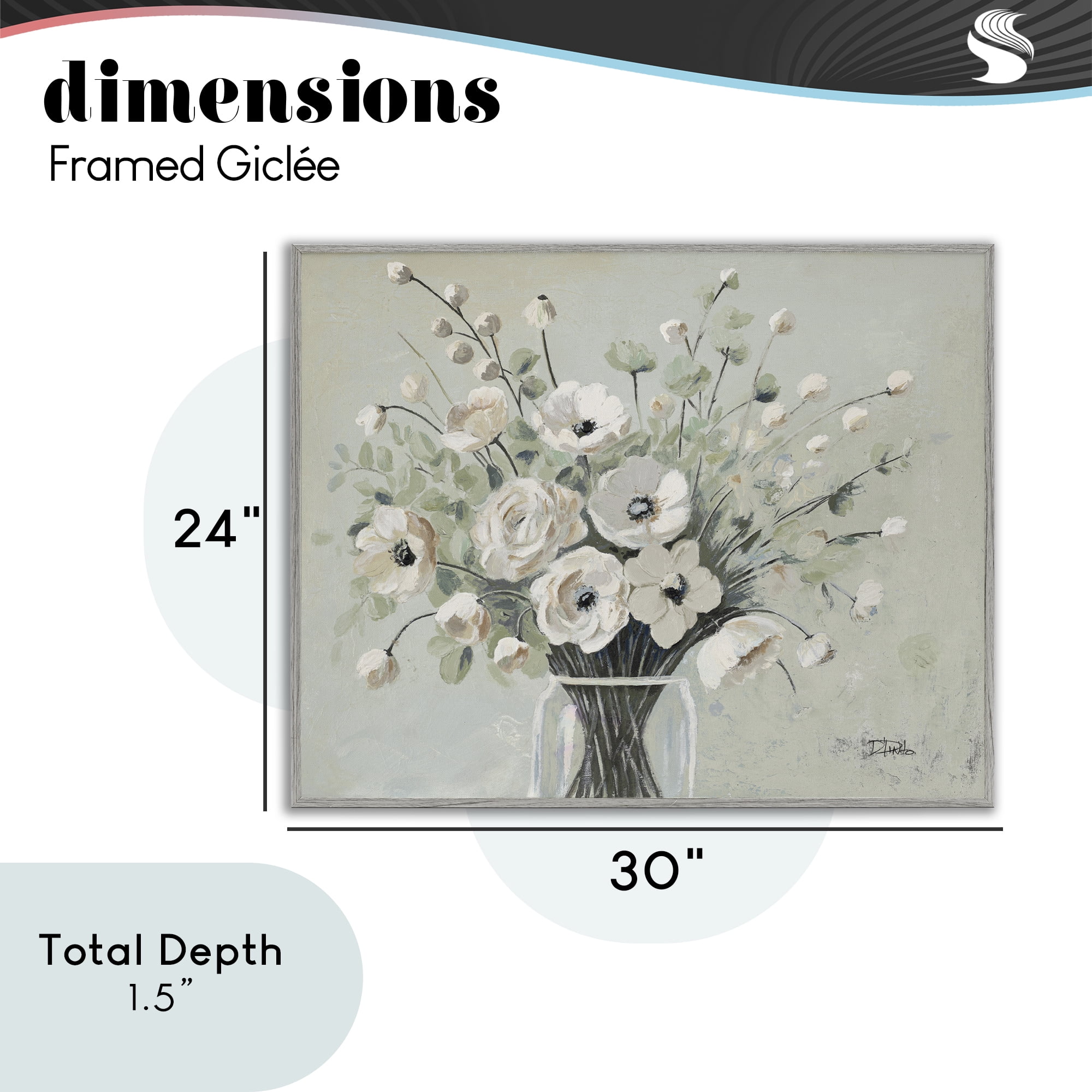 Stupell Industries Siempre Bella Bouquet Gray Framed Giclee Art, design by Patricia Pinto