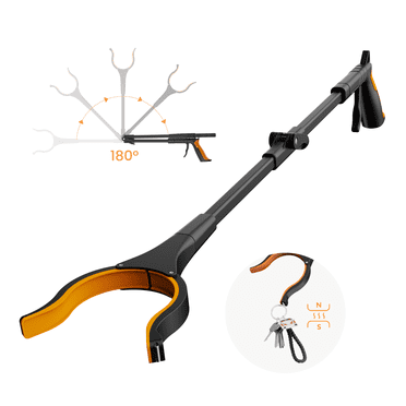 GYENNO Foldable Reacher Grabber Tool, 32" Flexible Reachers and Grabbers Pick Up Tool for Daily Living Aids with Dual-Lock Mechanism and Anti-slip Jaw, Orange