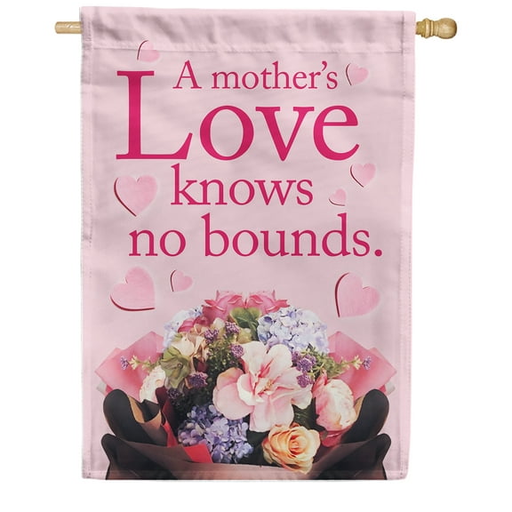 America Forever Happy Mother's Day Flower Bouquet House Flag 28 x 40 inches A Mother's Love Know No Bounds Double Sided Holiday Seasonal Yard Outdoor Decorative Mom Knows Best Flag