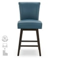 thumbnail image 3 of CHITA 26 in Upholstered Swivel Counter Bar Stools with Back&Wood Legs Set of 2, Faux Leather in Dark Blue, 3 of 9