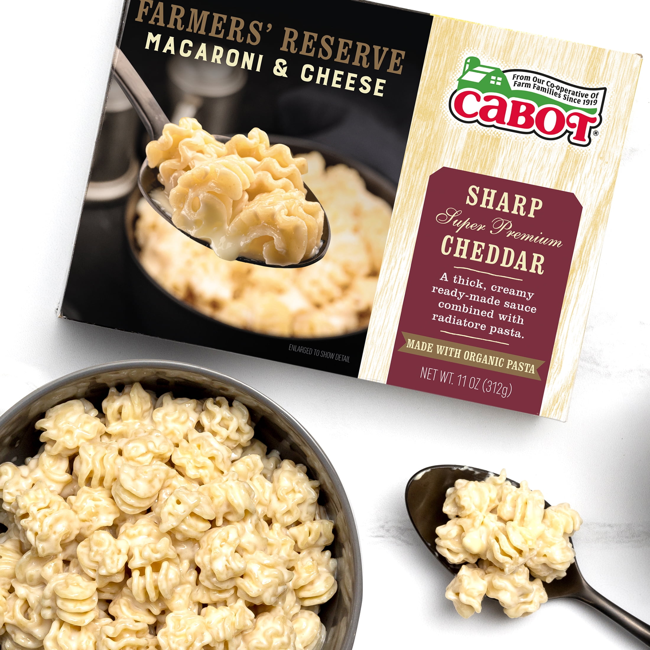 Cabot Farmers' Reserve Sharp Super Premium Cheddar Macaroni & Cheese with Organic Pasta, 11 oz Box, Shelf Stable