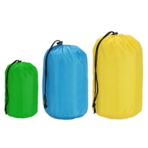 Uxcell Stuff Sack, 4x8"/5x10"/7x13" Waterproof Outdoor Storage Sack Portable Drawstring Bag for Camping, Green/Blue/Yellow 3 Pcs