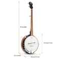 thumbnail image 3 of Vangoa Banjo Juego de banjos de 5 cuerdas de tamaño completo con resonador, cabezal Remo, kit de banjo para principiantes con parte trasera cerrada, accesorios premium para adultos, adolescentes, 3 of 5