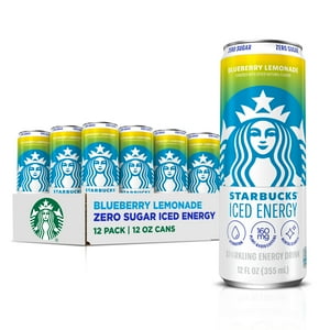 Starbucks Iced Energy Zero Sugar Blueberry Lemonade, 12 Pack
