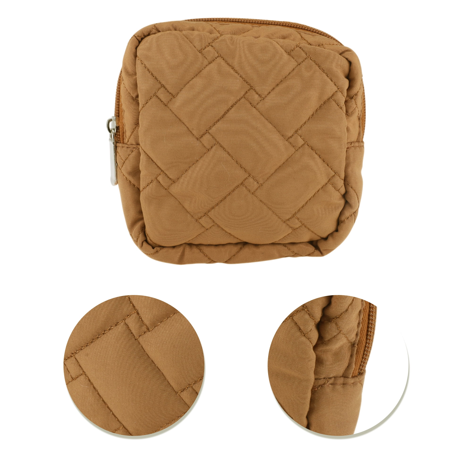 Unique Bargains 1 Pc Lady Portable Square Lipstick Bag for Outdoor Activities Deep Brown