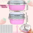 thumbnail image 2 of 10oz Mini Cake Pans With Lids 50 Pack Aluminum Foil Square Brownie ,4”x4” Disposable Loaf Pans With Lids and Spoons Stickers,Large Cupcake Pans Muffin Cake Tins Cake Container(Pink), 2 of 4