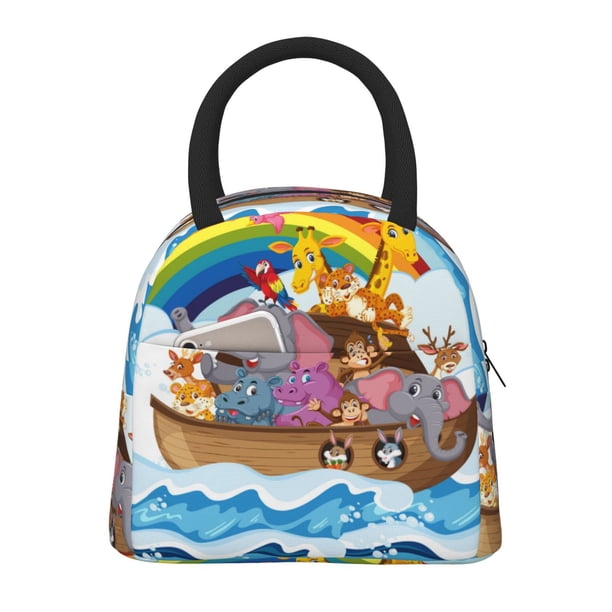 Easygdp Rainbow Animals on Noah's Ark Bolsa de Almuerzo Insulada Grande, Forro de Aluminio, Diseño Espacioso, a Prueba de Fugas, Ideal para Trabajo, Picnics, Viajes y Actividades al Aire Libre