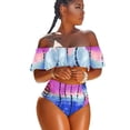 thumbnail image 1 of Trajes de baño de un hombro para mujer Bikini con volantes Trajes de baño sexy de dos piezas Verde Zhivalor HMJM072-11, 1 of 5