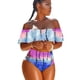 thumbnail image 1 of Trajes de baño de un hombro para mujer Bikini con volantes Trajes de baño sexy de dos piezas Verde Adepaton HMJM072-7, 1 of 5