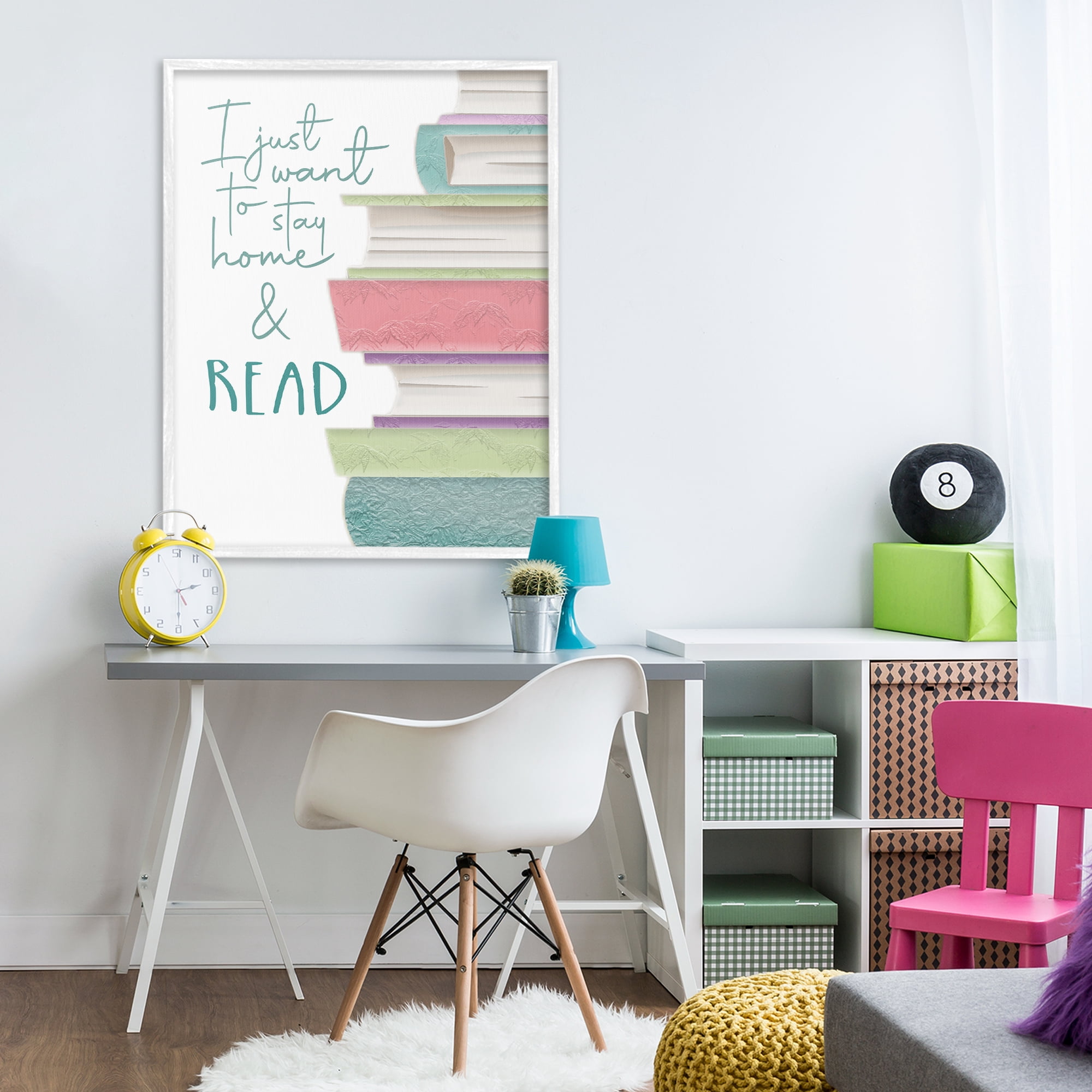 Stupell Industries Stay Home & Read White Framed Giclee Art, design by Seven Trees Design