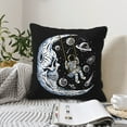 thumbnail image 2 of DouZhe Velvet Decorative Throw Pillow Covers Set of 2, Soft Square Cushion Cover with Invisible Zipper Swing Moon Astronaut Skull Printing, 20"x20", 2 of 7
