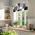 thumbnail image 3 of Abstract Art Valances for Windows, 60 x 18in, White Black Gray Splice Rod Pocket Kitchen Valance Curtain Light Filtering Window Treatments for Living Room Bedroom, 1 Panel, 3 of 7