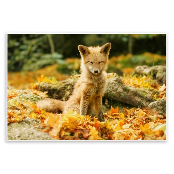 Stupell Industries Sleepy Fall Fox in Autumn Wall Plaque Art design by Carrie Ann Grippo-Pike, 10 x 15