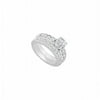 14K White Gold Diamond Engagement Ring with Wedding Band Set, 1.50 CT - Size 4