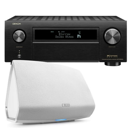 Denon AVRX6500H Network AV Receiver w/ HEOS5 HS2 Wireless Speaker White (Best Speakers For Denon Receiver)