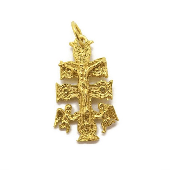 Caravaca Cross Charm Pendant 14k Yellow Gold!!
