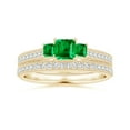 thumbnail image 4 of ANGARA Natural Aeon Square Emerald Three Stone Engagement Ring with Milgrain in 14K Yellow Gold for Women (Size-4mm) | May Birthstone, Anniversary, Jewelry Gift for Women | Natural Emerald Ring, 4 of 10