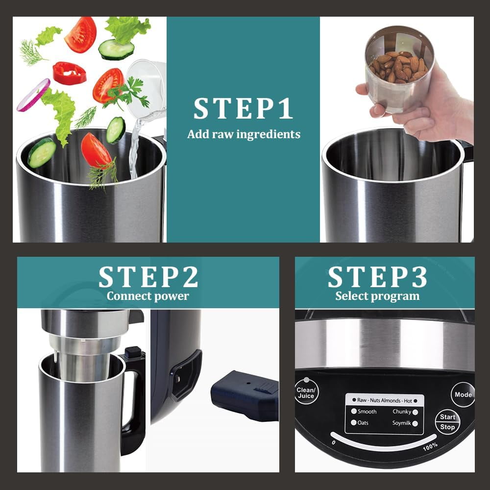 YUEWO Nut Milk Maker, Automatic Almond Milk Machine for Plant-Based Milk,Oat,Soy,Coconut Milk,Soups,Porridges,Smoothies,7 Modes 50oz Soy Milk Maker
