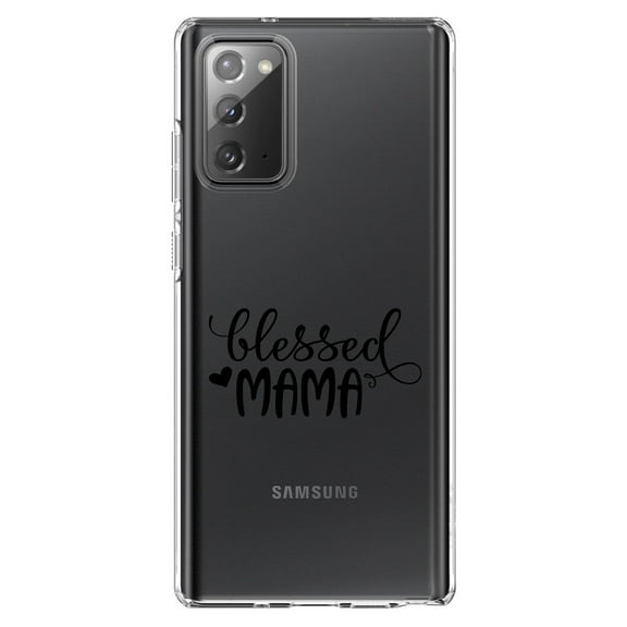 DistinctInk Clear Shockproof Hybrid Case for Samsung Galaxy Note 20 (6.7" Screen) - TPU Bumper Acrylic Back Tempered Glass Screen Protector - Blessed Mama - Heart