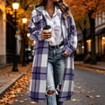 thumbnail image 3 of SYwaren Women's Cardigan Irregular Plaid Zip-Up Jacket Lapel Long Sleeve Tweed Wool-like with Chest Pocket Outerwear Top, 3 of 8