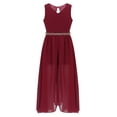 thumbnail image 2 of CHICTRY Girls Chiffon Short Dance Jumpsuit Romper Birthday Party Maxi Dress Burgundy 6, 2 of 7