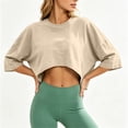 thumbnail image 5 of Posijego Workout Tops for Women 3/4 Sleeve Crop Tops Summer Athletic Running Yoga Sport Tees Activewear Gym Shirts for Ladies, 5 of 8