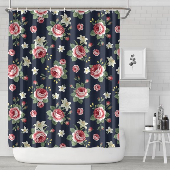 Pioneer Flower Floral Print Pattern Shower Curtain 84”x72", Bathroom Decorative Shower Curtain Set with 12 Hooks, Waterproof Washable