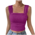 thumbnail image 4 of DuoJiaJ Womens Y2K Crop Top, Square Neck Sleeveless Solid Color Vest Pink S, 4 of 7