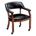 thumbnail image 3 of Pemberly Row Armchair with Wheels in Black Faux Leather Fabric, 3 of 17