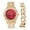 MarbleRed-Gold, variant on Mens Silver Big Rocks with Roman Numerals Fully Iced Out Colorful Dial Watch w/Bling'ed Out Cuban Shiny Silver Bracelet - ST10327 RN Cuban (Shiny Silver)