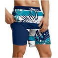 thumbnail image 2 of UVEASISHA Mens Beach Swim Trunks with Liner Hawaiian Printed Elastic Drawstring Summer Shorts Fashion 2 In 1 Vacation Shorts with Pockets Blue S,M,L,XL,XXL,3XL, 2 of 5