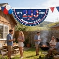 thumbnail image 2 of Leatfisat 250 Years Birthday Flag Bunting 35X17.7 Inch 1776-2026 Fan Flags Patriotic Stars Yard Signs Party Supplies Hanging Decor For Room House Welcome Backdrop With Brass Grommets,1Pcs, 2 of 5