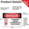 thumbnail image 2 of Flammable Liquids No Smoking Or Open Flames OSHA Danger Vinyl Decal Label 5 Inch x 3.5 Inch - 5 Pack, 2 of 6
